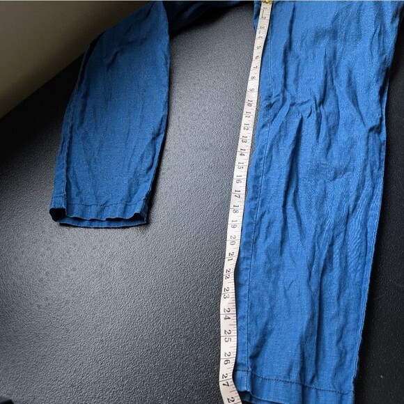 Madewell Jumpsuit Blue Straight Leg 100% Linen Pockets Cut-Out Elastic Back 4 - Picture 6 of 16